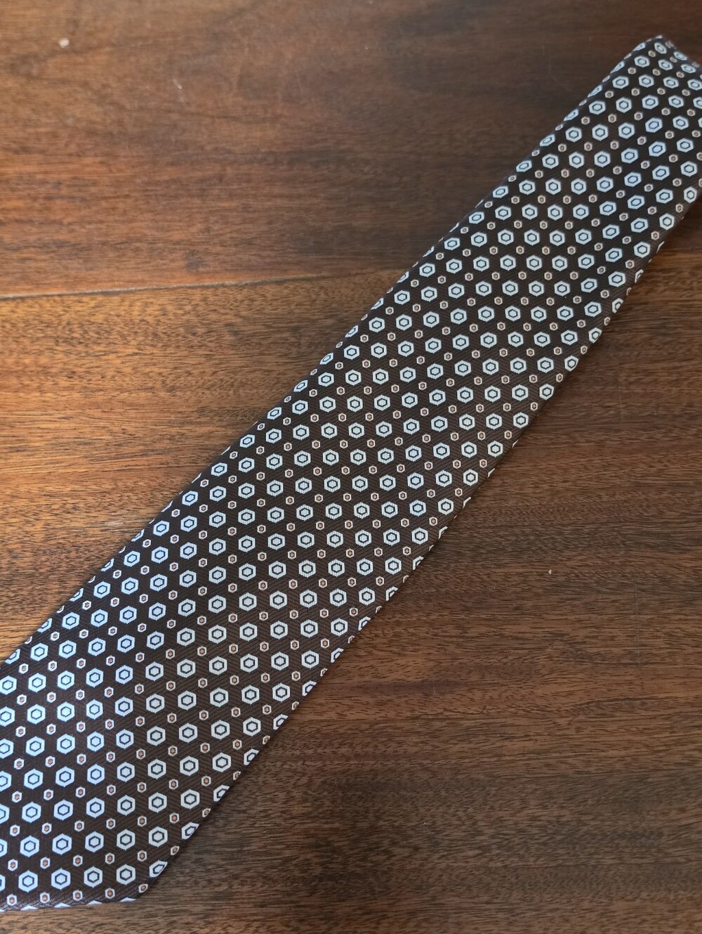 Vintage JcPenney Brown Orange White Dot Tie